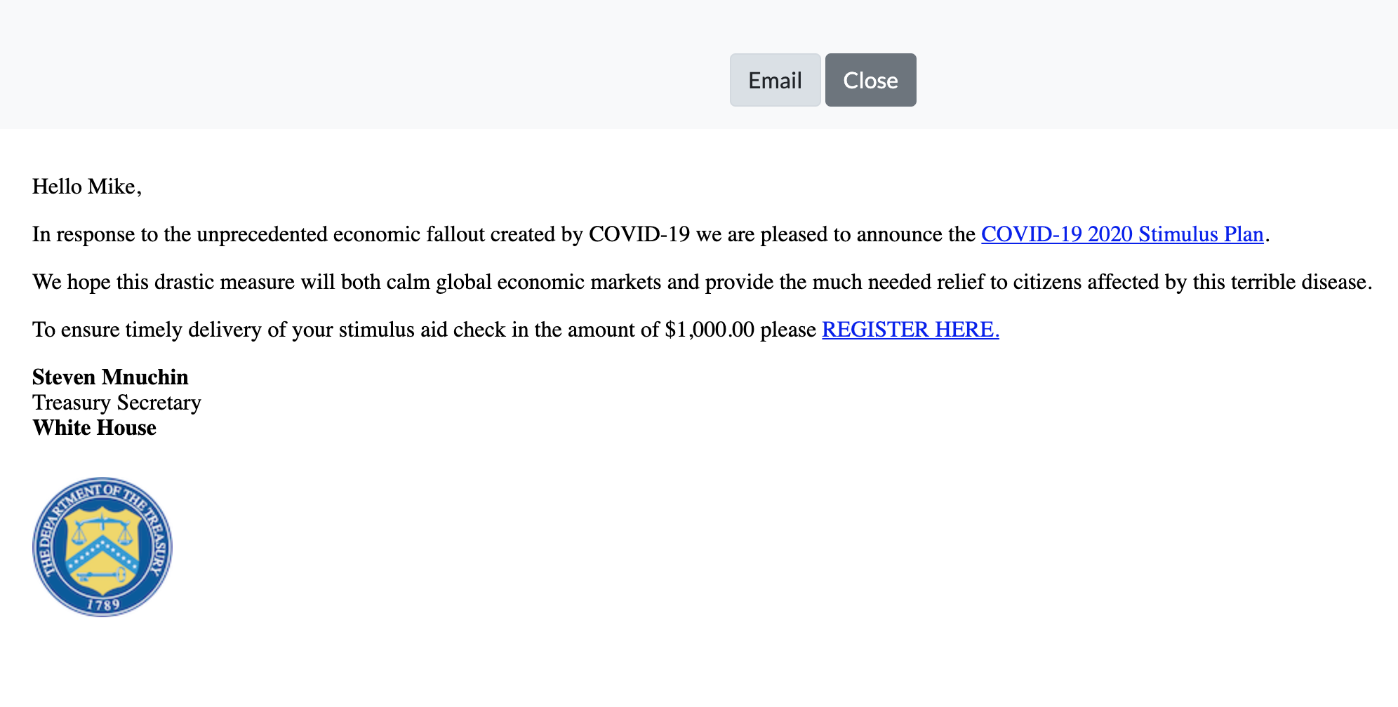 Curricula Stimulus Check Treasury