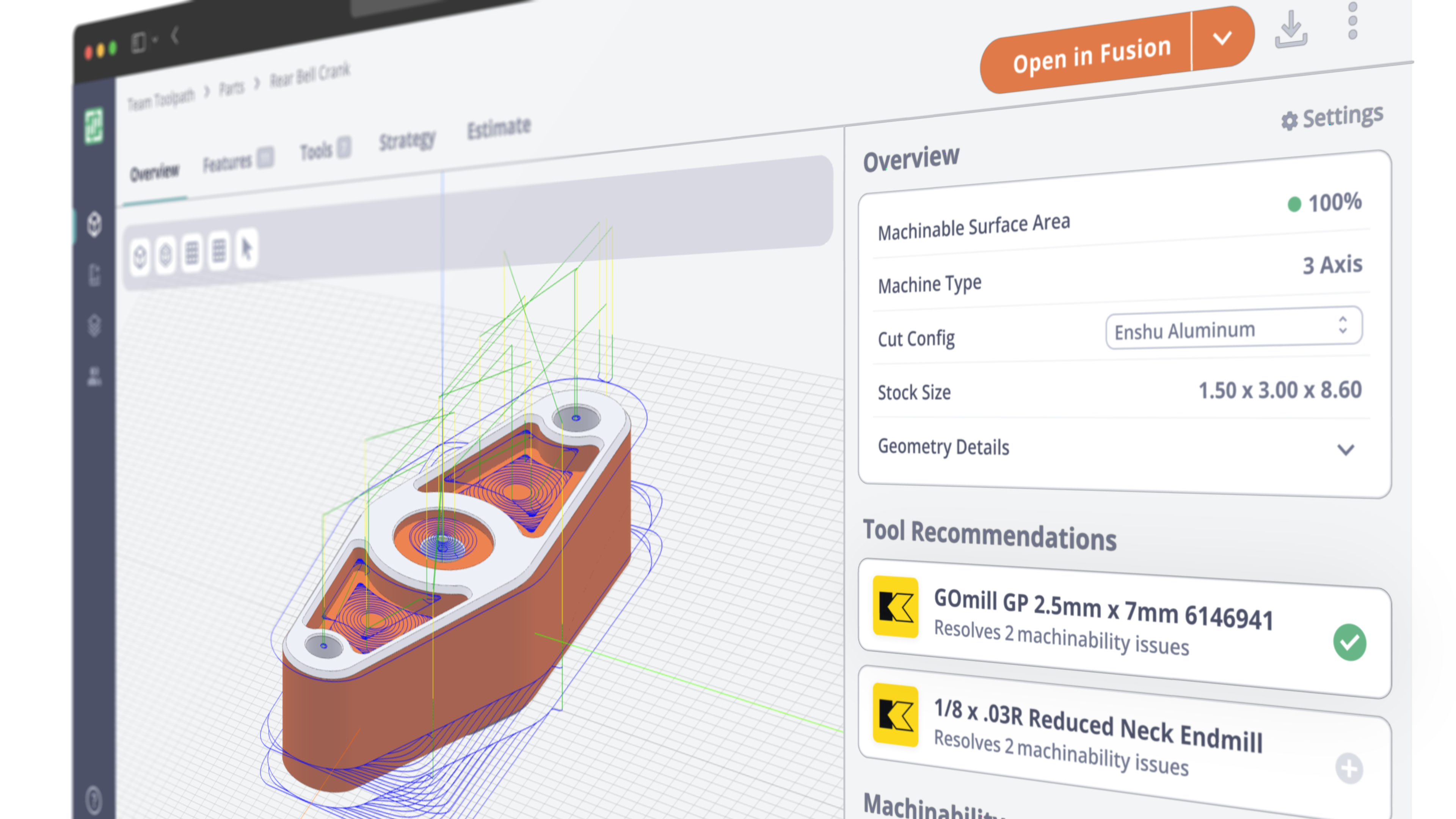 photo of Toolpath's software in action - photo provided by Toolpath