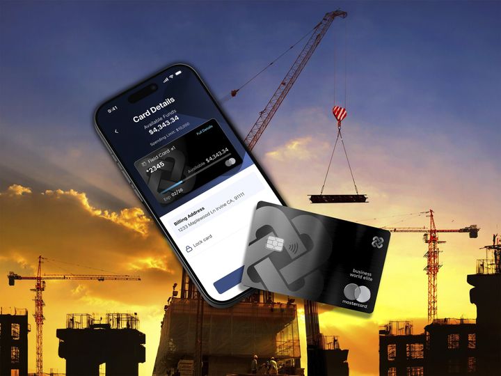 Photo of Speedchain's app, in front of a construction site