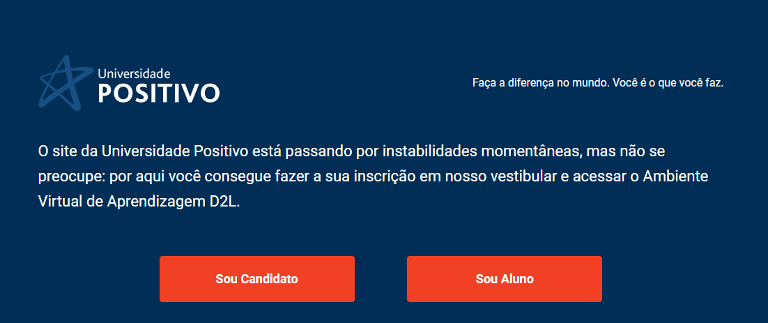 Mensagem deixada no portal do aluno após ataque cibercriminoso. Mais informações aqui!
