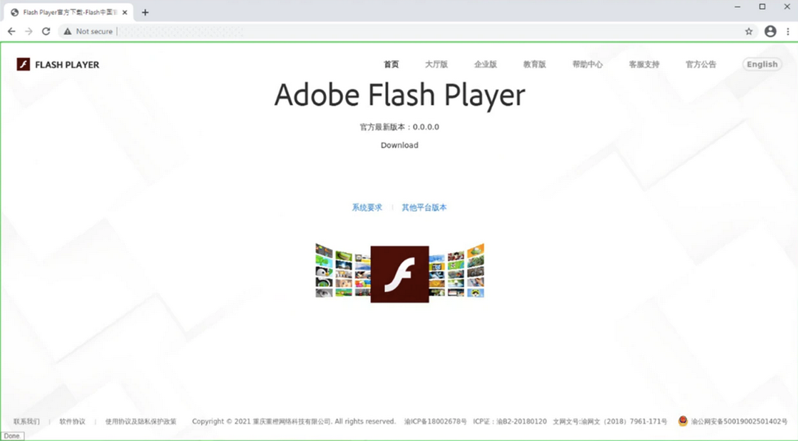 Screenshot do domínio falso identificado na Operação Diànxùn. Foto: McAfee.