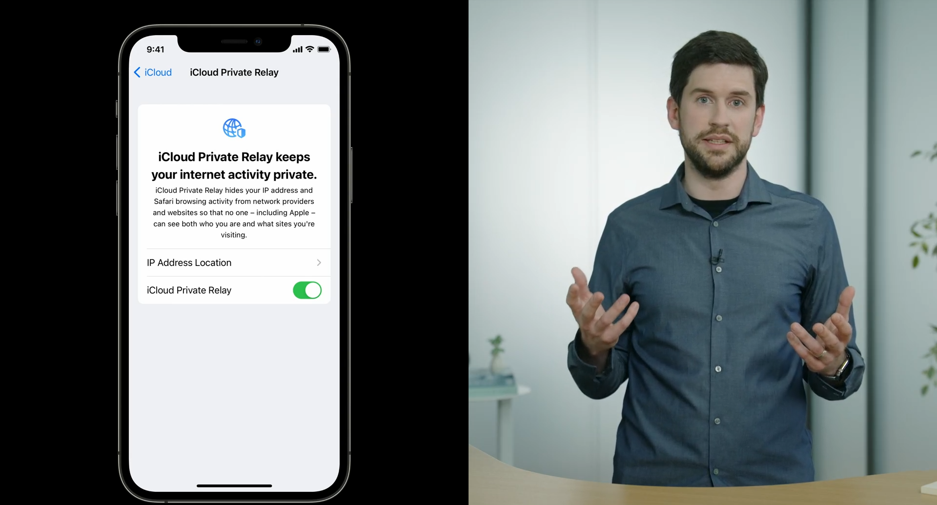 Tommy Pauly, que entrou na Apple como estagiário, trabalha na empresa há mais de 10 anos. Agora, ocupa o cargo de engenheiro de software. Neste vídeo, explica como funciona o Private Relay. Foto: Captura de tela por The Hack.