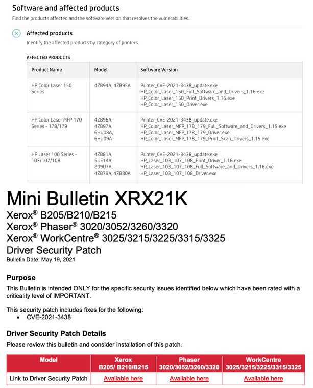 O link para a lista completa está disponível na seção de fontes, no final do texto. Foto: HP e Xerox.