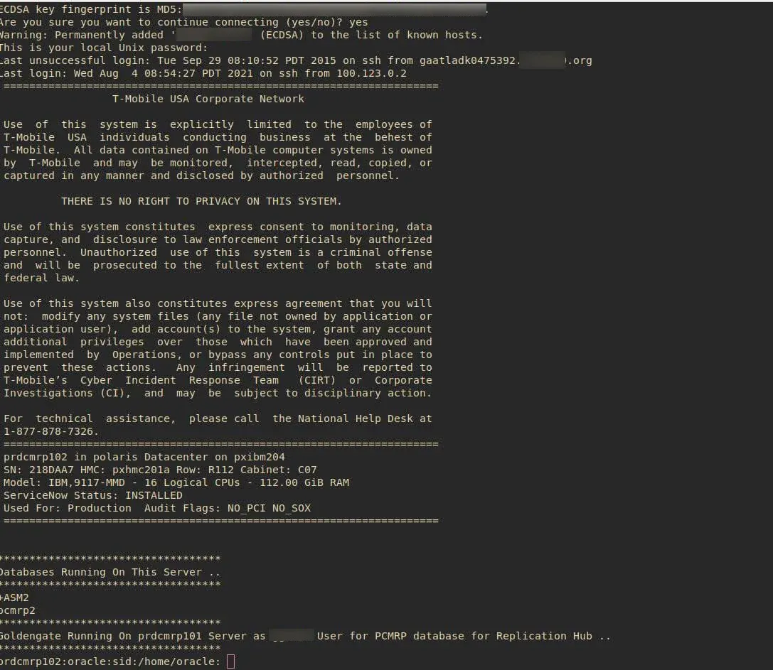 Captura de tela fornecida pelo cibercriminoso como prova de que o banco de dados vazado pertence à T-Mobile. Foto: BleepingComputer.