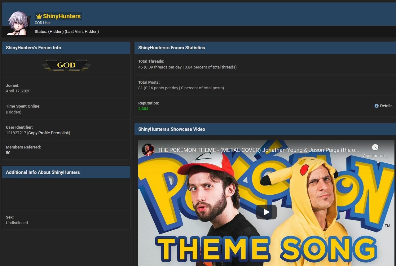 A referência com caçadores de Pokémons também compartilhada pelo próprio grupo na página de perfíl do grupo, em um dos fóruns cibercriminosos que mais atuam. Foto: The Hack.