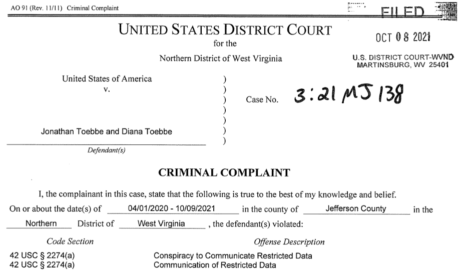 Documento foi publicado pelo Departamento de Justiça dos EUA, junto com um comunicado à imprensa. Captura de tela: The Hack.