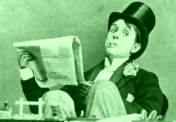 smug old-timey billionaire reads a newspaper