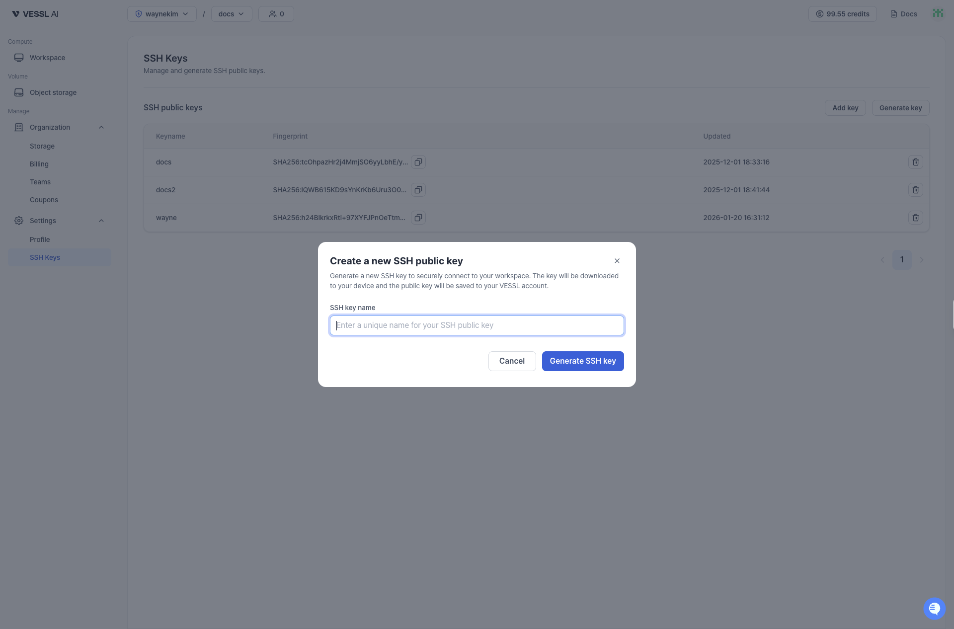 vessl cloud ssh key