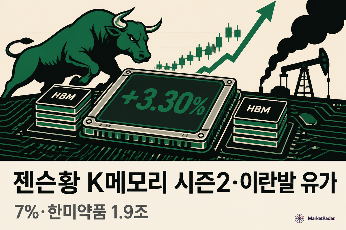 젠슨황 K메모리 시즌2·이란발 유가 7%·한미약품 1.9조