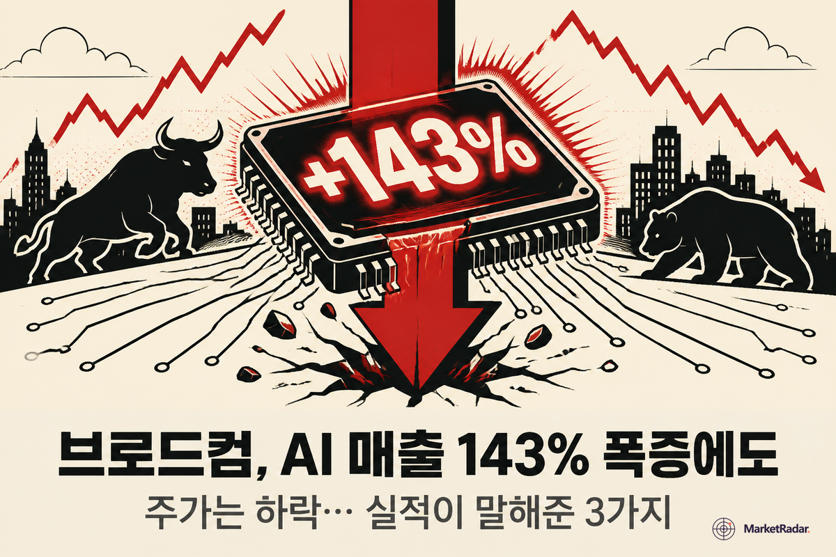 브로드컴, AI 매출 143% 폭증에도 주가는 하락… 실적이 말해준 3가지