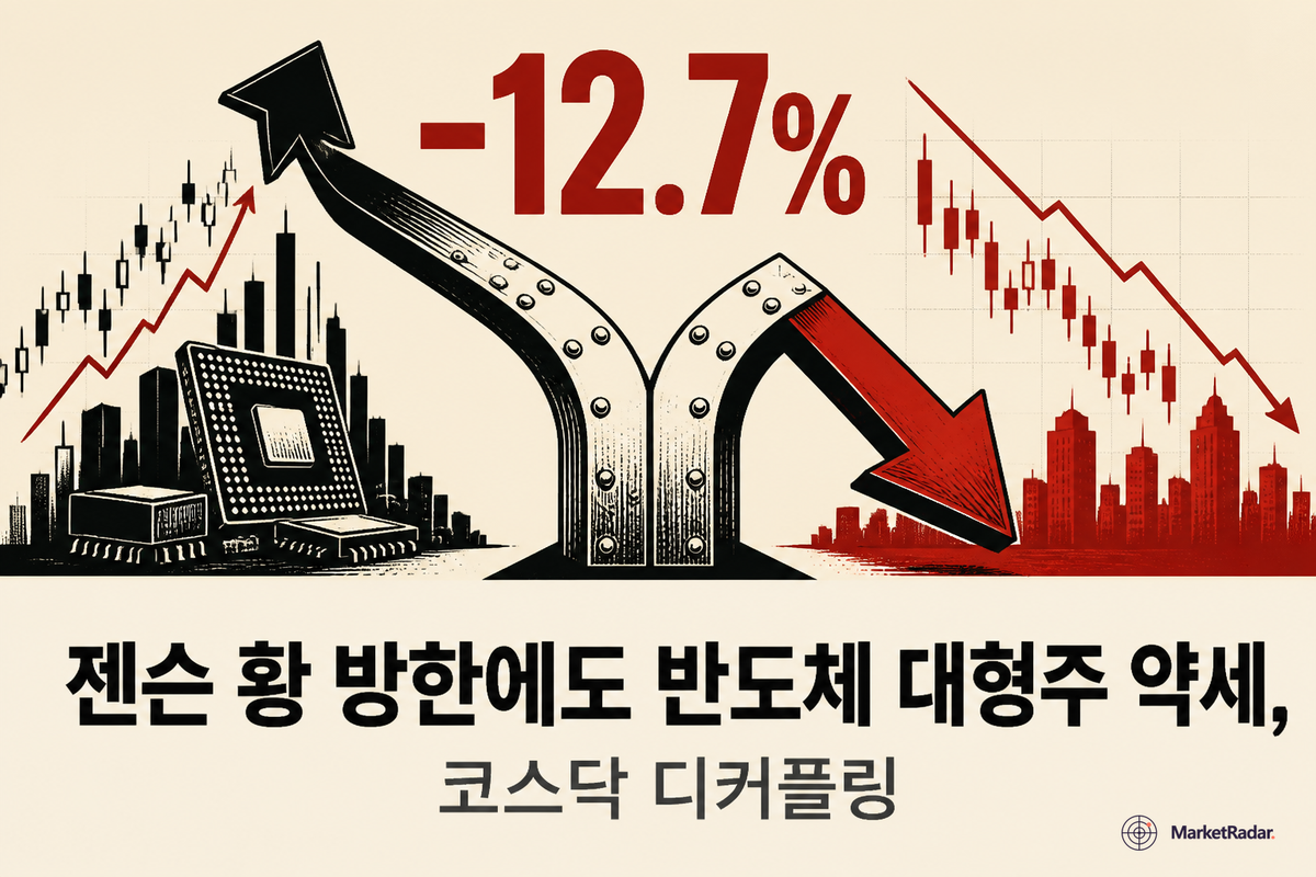 젠슨 황 방한에도 반도체 대형주 약세, 코스닥 디커플링
