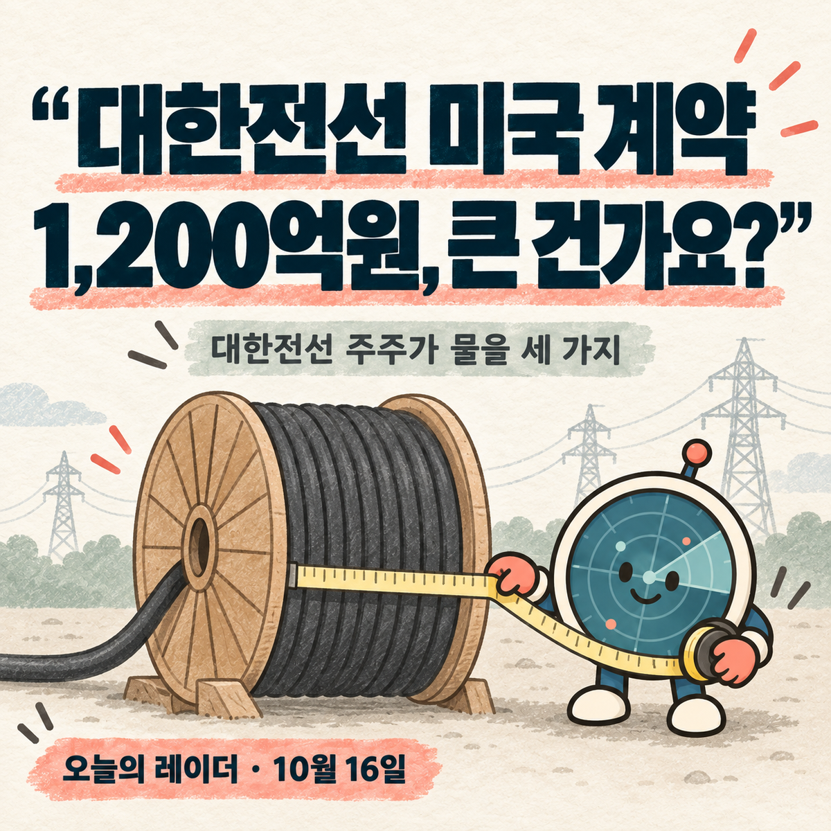 "대한전선 미국 계약 1,200억원, 큰 건가요?" 대한전선 주주가 물을 세 가지