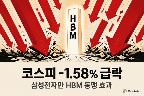 코스피 -1.58% 급락, 삼성전자만 HBM 동맹 효과