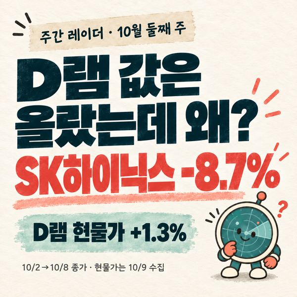 "D램 값은 올랐는데 왜?" SK하이닉스 -8.7%, 반도체 주주가 이번 주 물을 세 가지