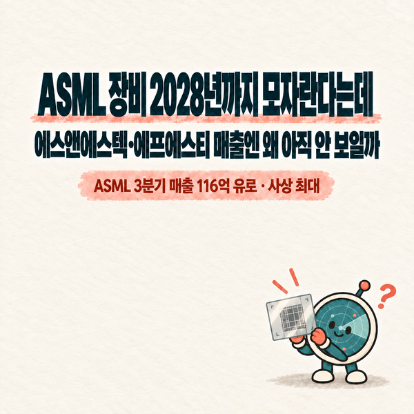 "ASML 장비 2028년까지 모자란다"는데, 에스앤에스텍·에프에스티 매출엔 왜 아직 안 보일까