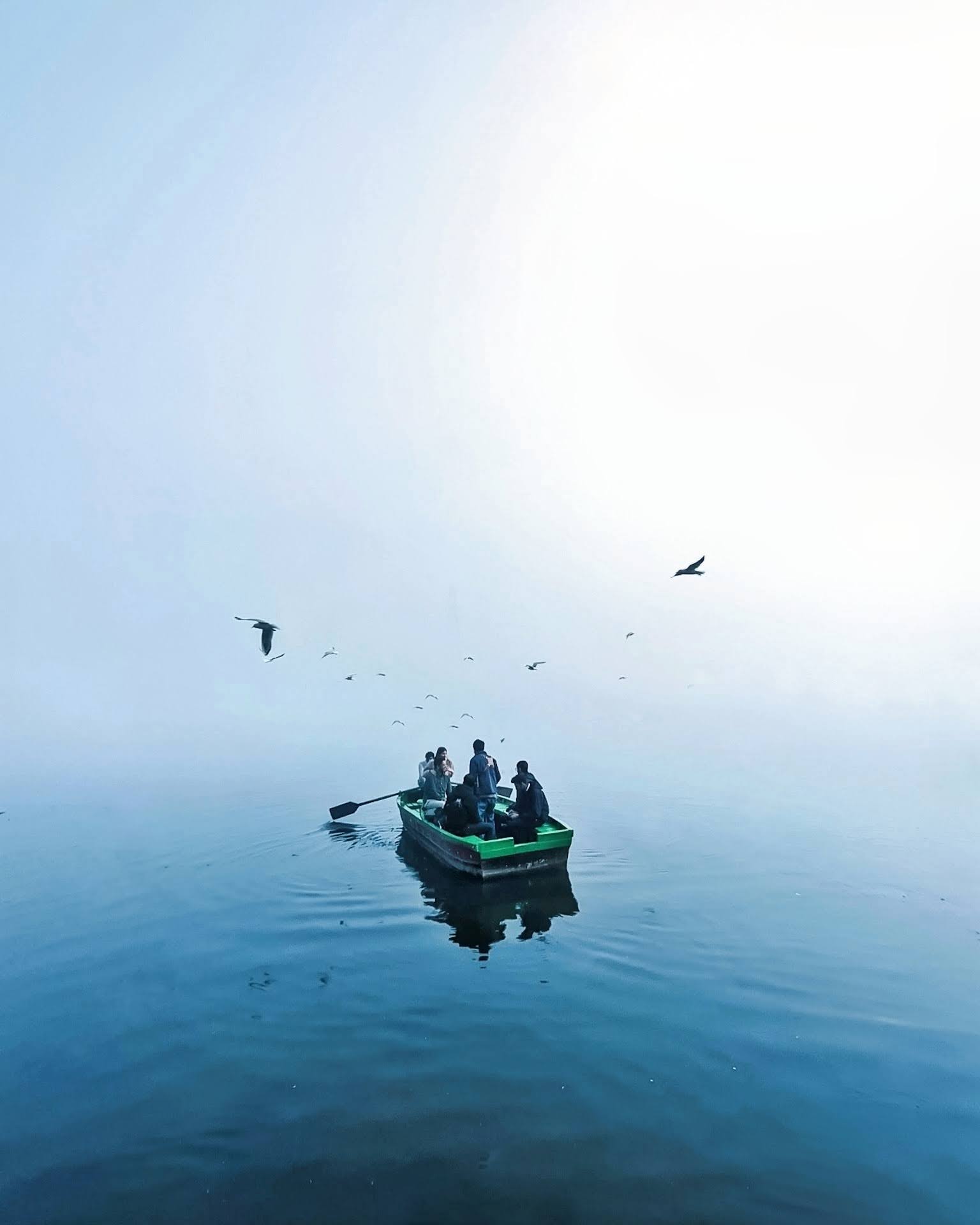 Solitary boat in the river