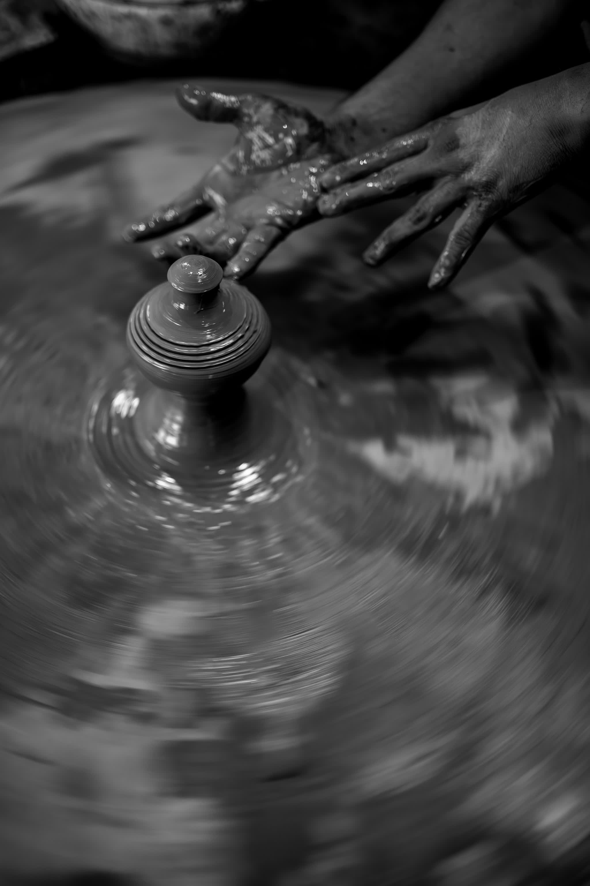 The potter's rhythm — clay on the wheel