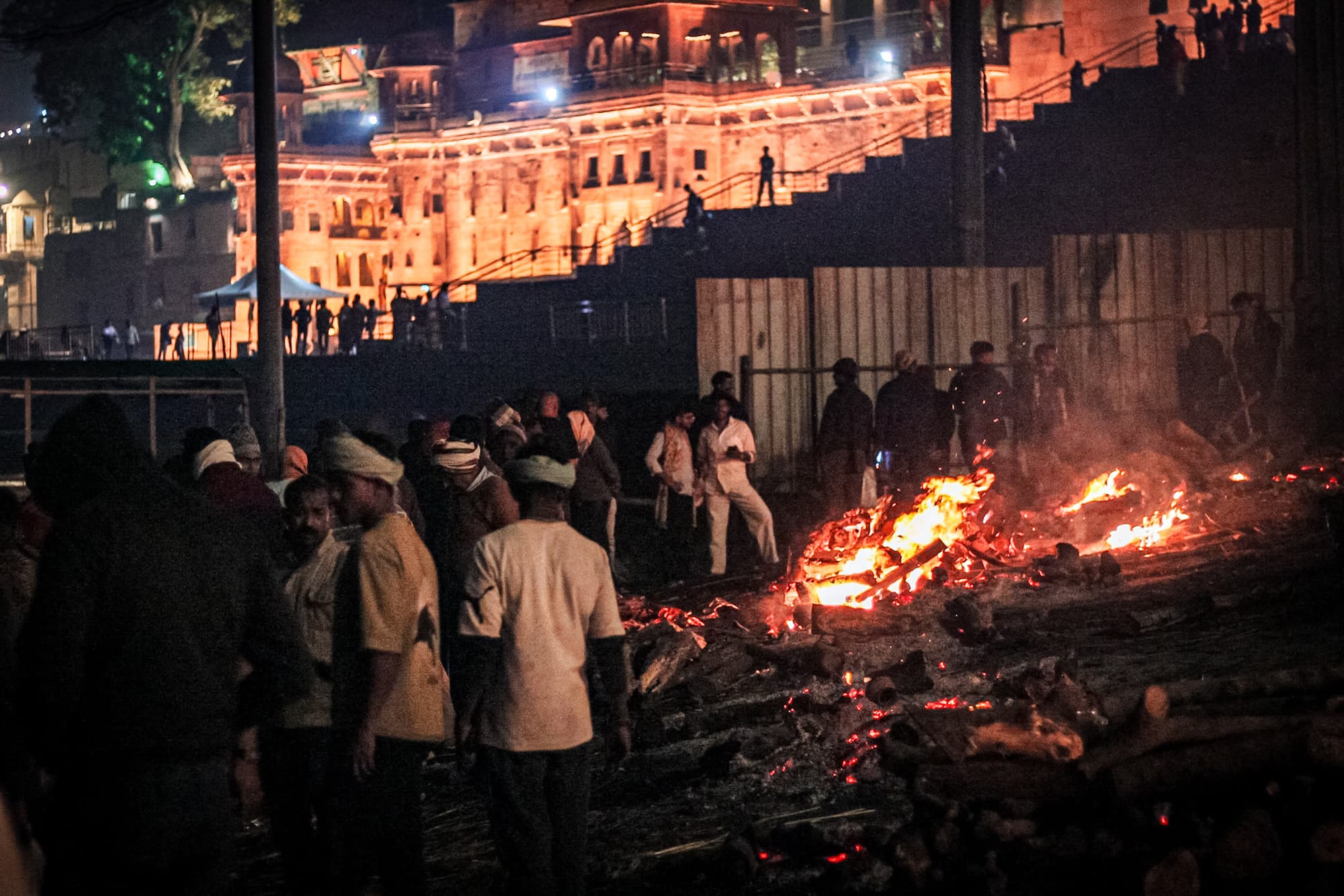 Photograph by Shreesh — Manikarnika Ghat at night