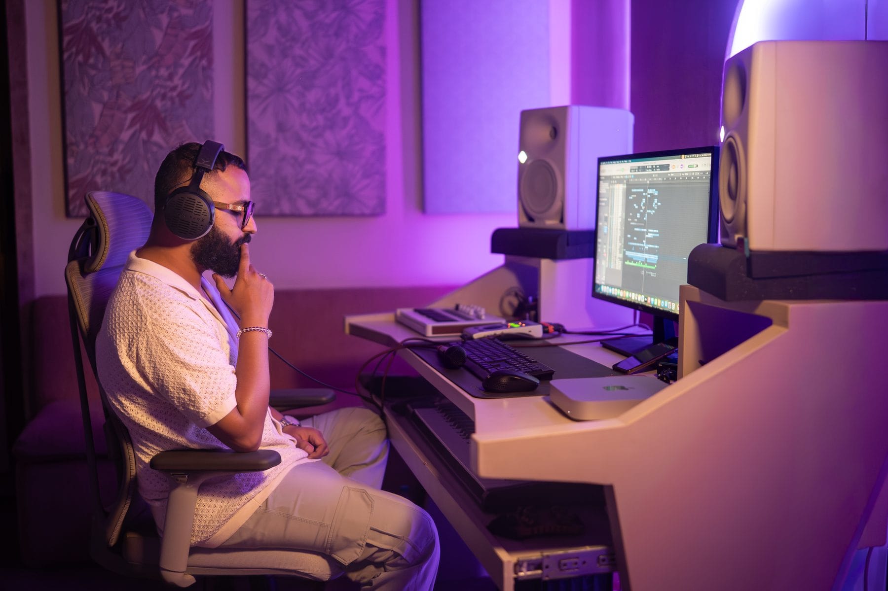 Jyotiraditya Bhujang producing in his studio