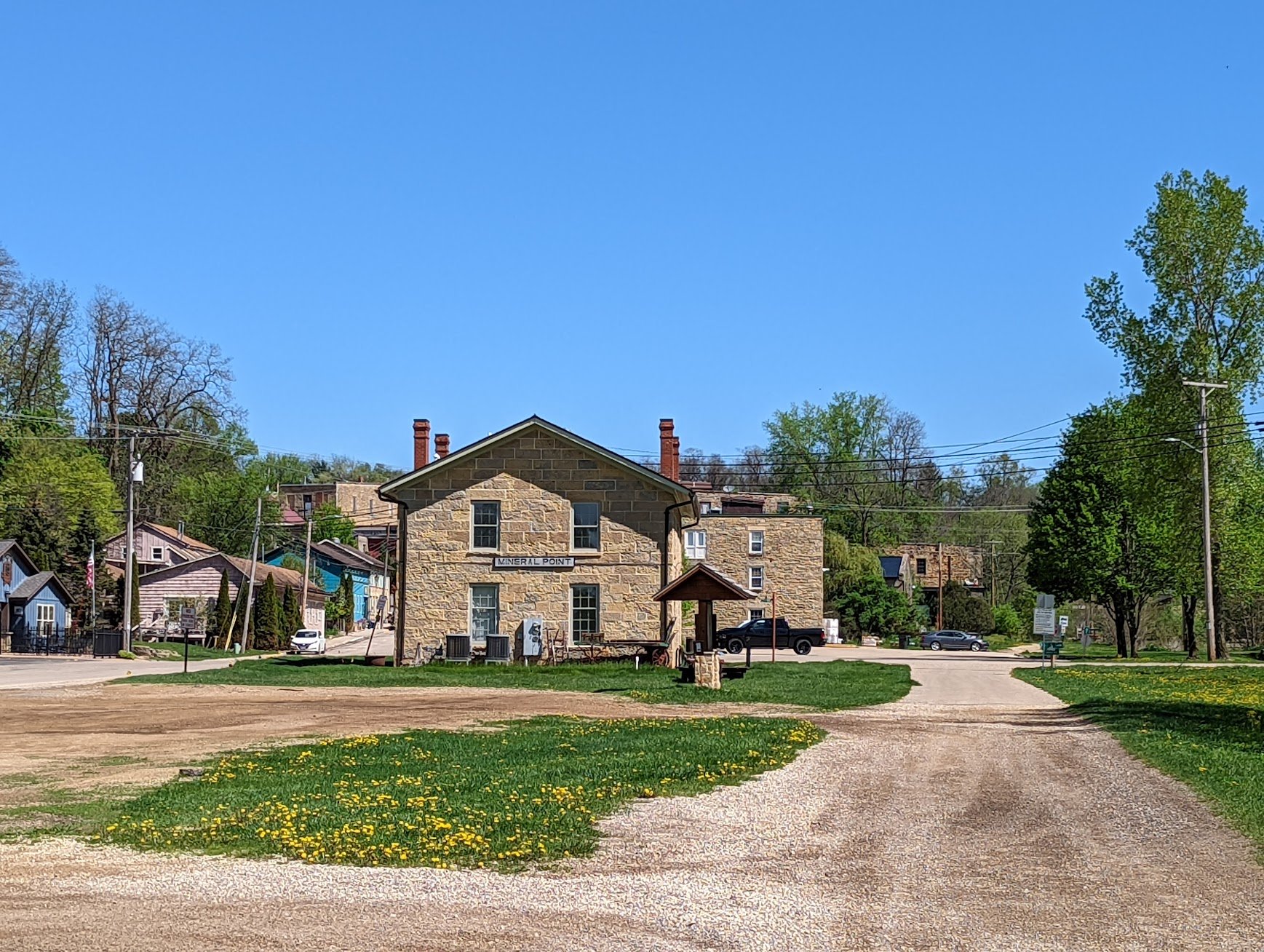  Mineral Point, Left in the picture is the park and ride.  Further ahead on the trail is Downtown with all the dinning and shopping options. 