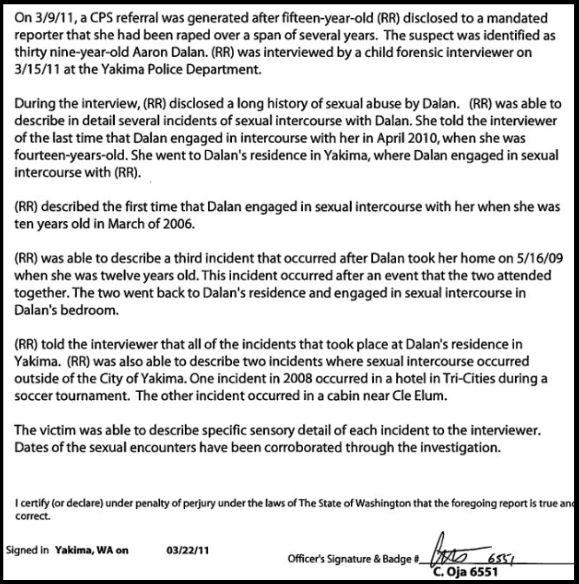 Yakima Police Department case excerpt