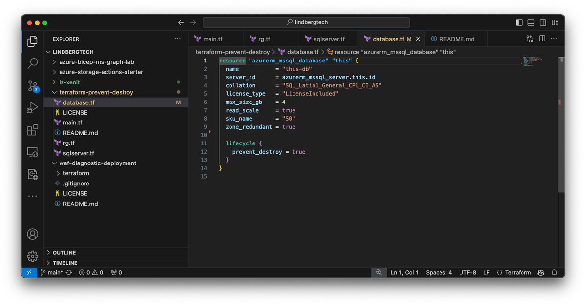 Manage the lifecycle of resources in Azure with Terraform