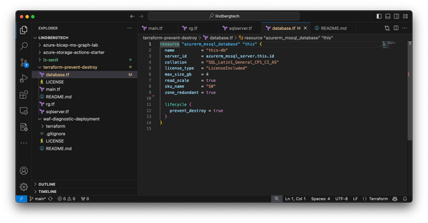 Manage the lifecycle of resources in Azure with Terraform