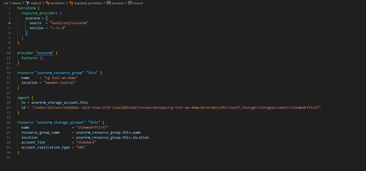 Importing cloud resources into the management of Terraform