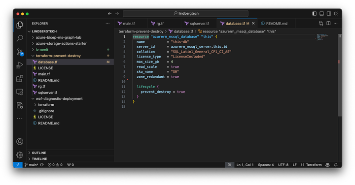 Manage the lifecycle of resources in Azure with Terraform