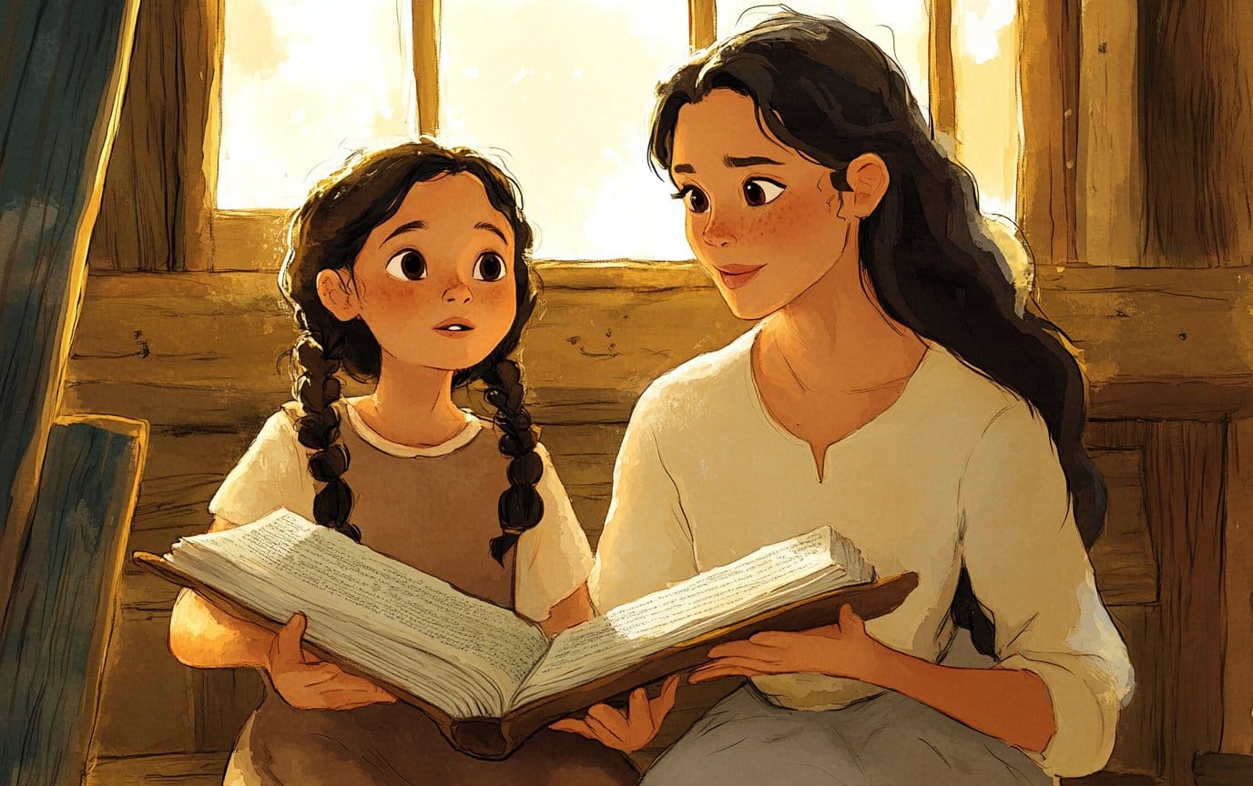Young Macrina learning the Psalms at her mother's knee