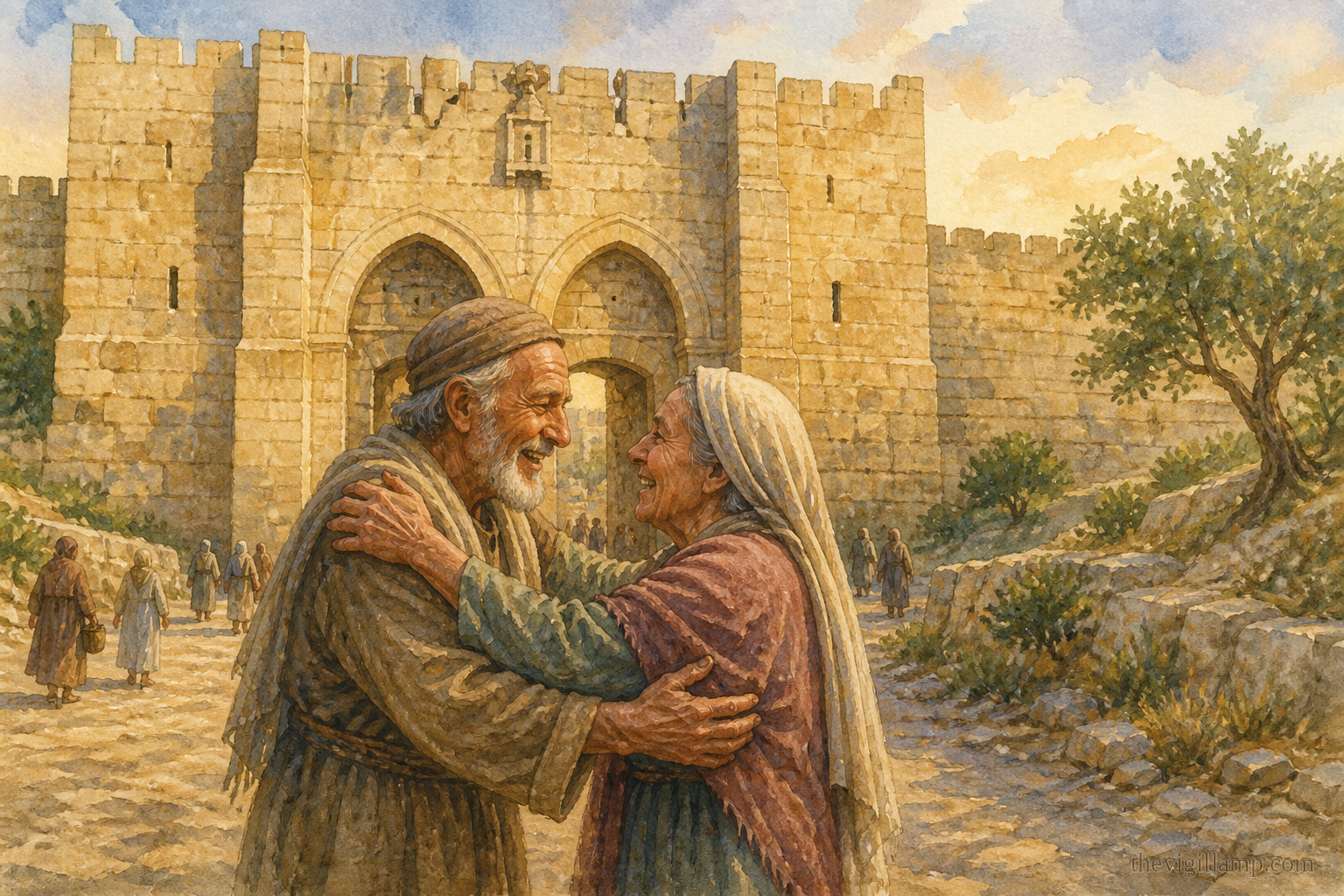Joachim and Anna meeting at the Golden Gate. No extra speech invented
