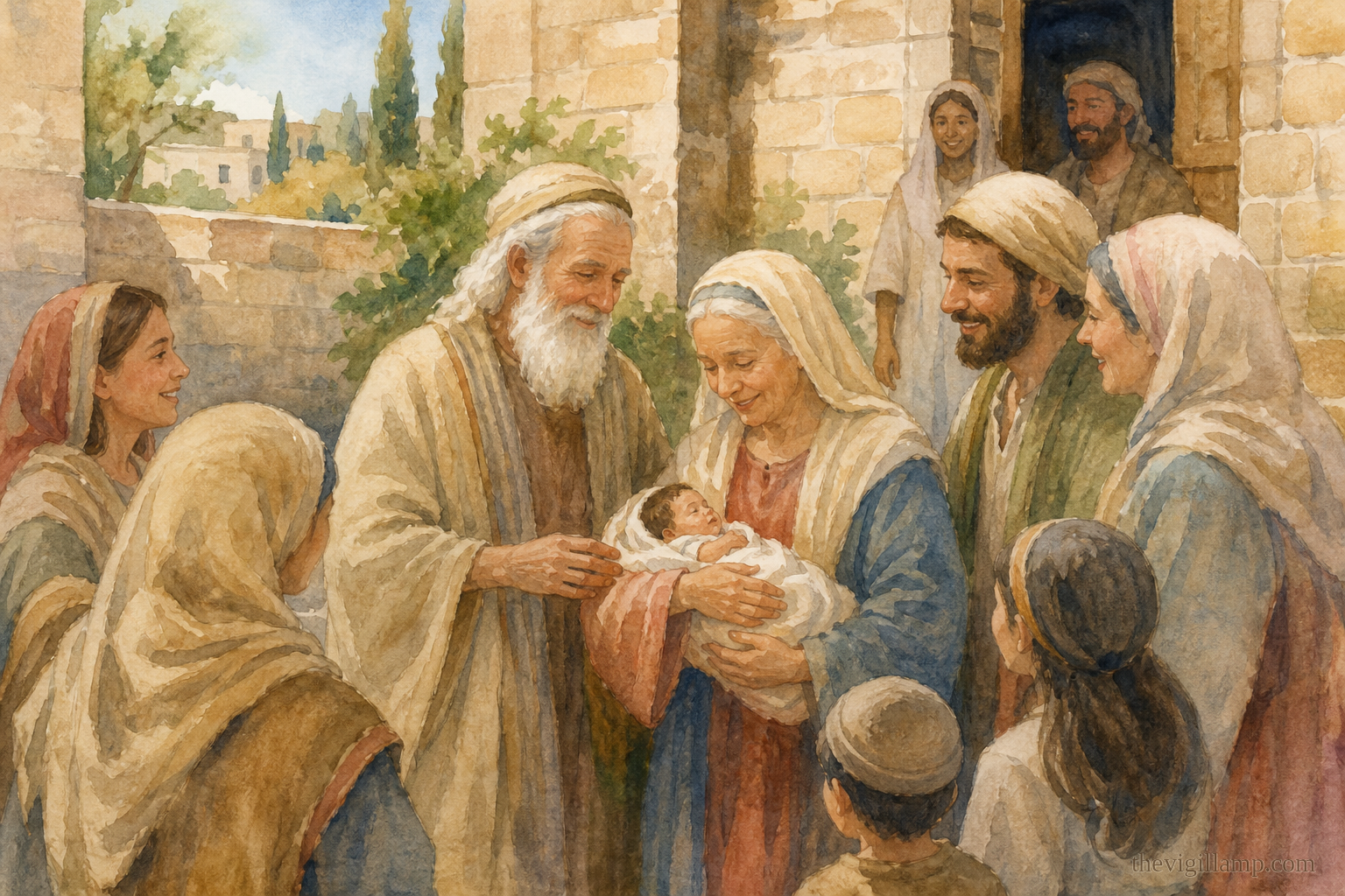 The Church gathers the holy parents the day after their daughter's feast. Anna is no longer barren. No extra speech invented