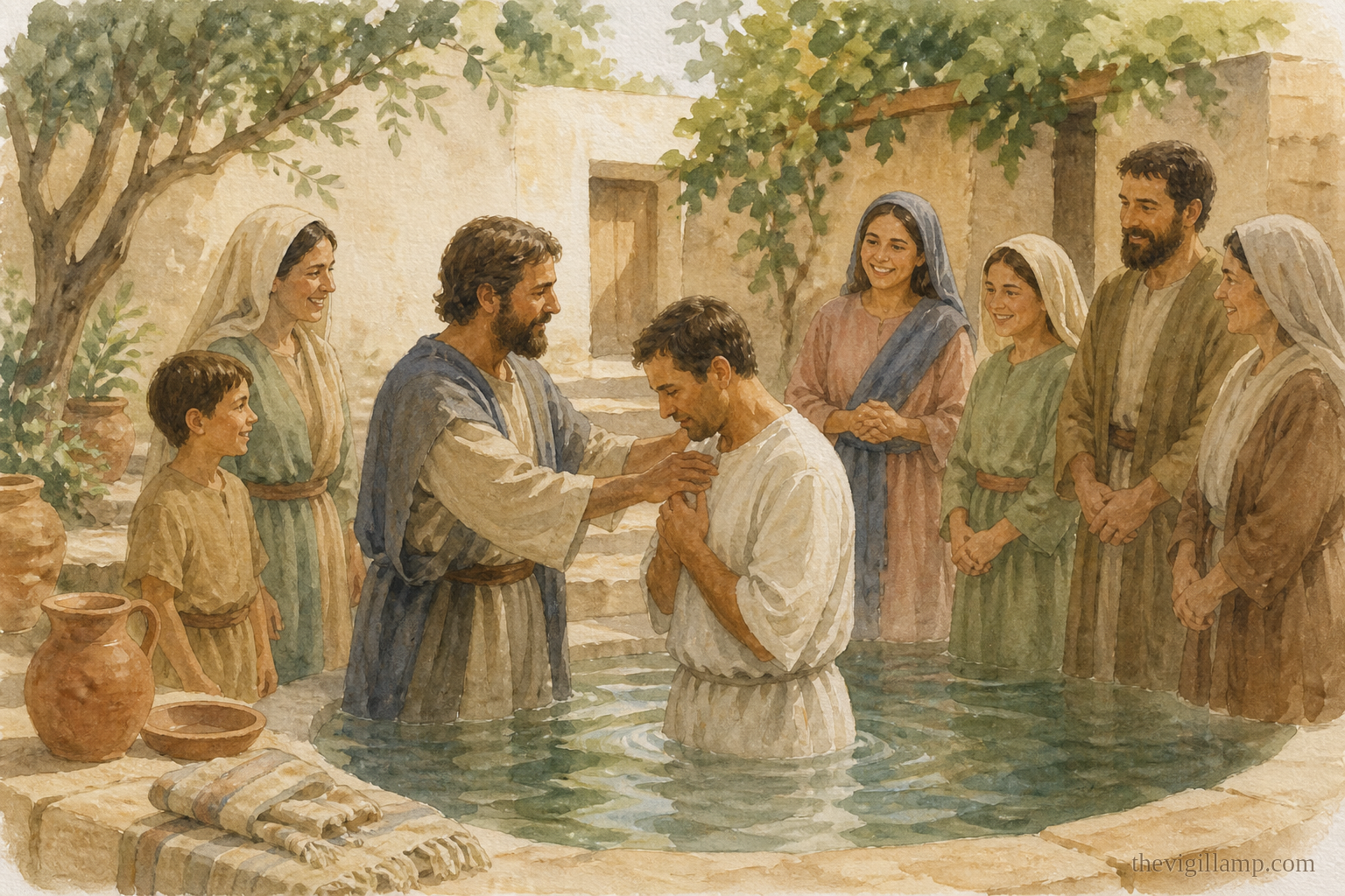 The household of Cornelius baptized in the name of the Lord; the first of the nations. No extra speech invented