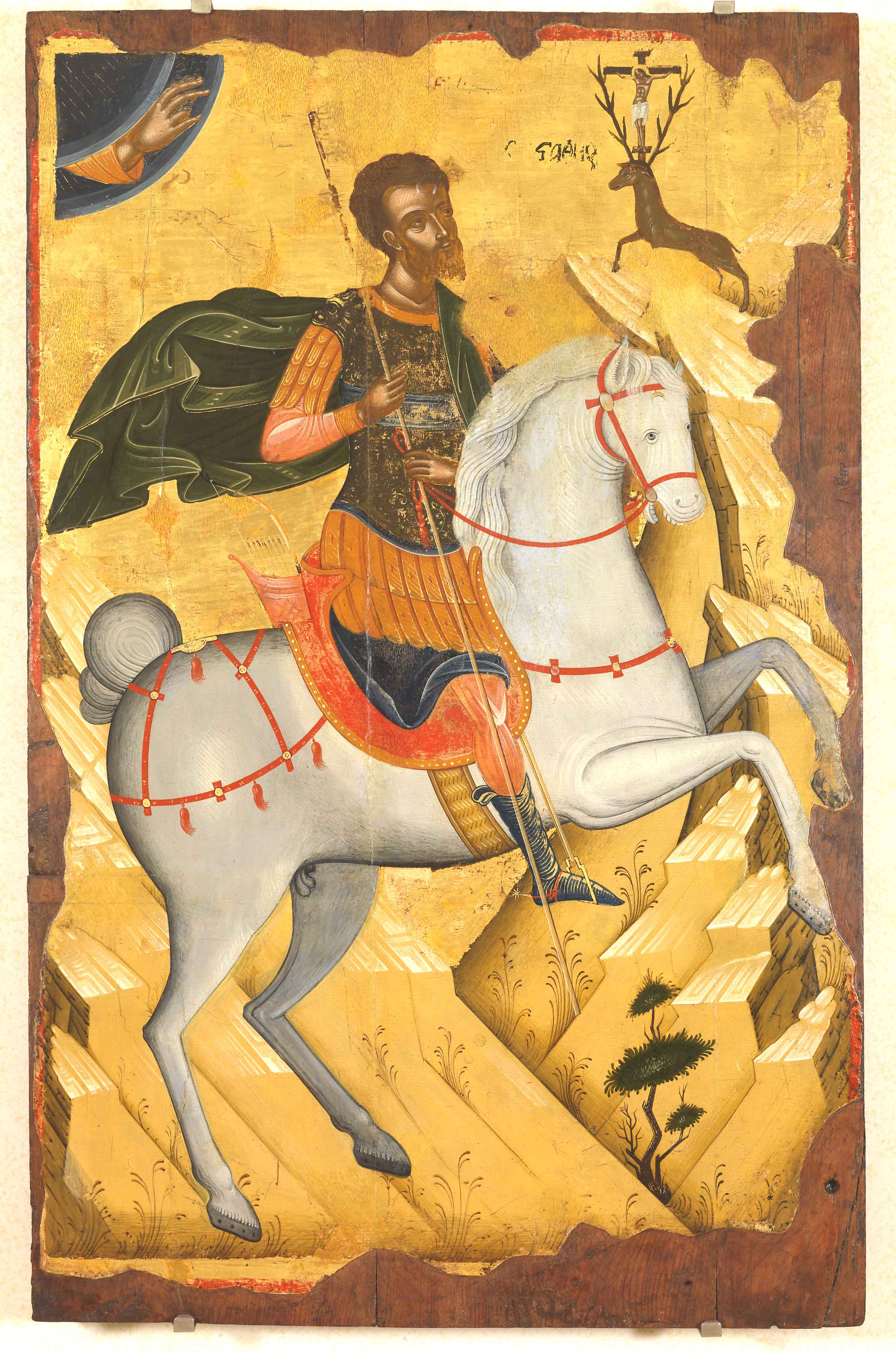 Holy Greatmartyr Eustáthios · the vision of the stag and the Cross · Cretan school, early sixteenth century · unidentified painter