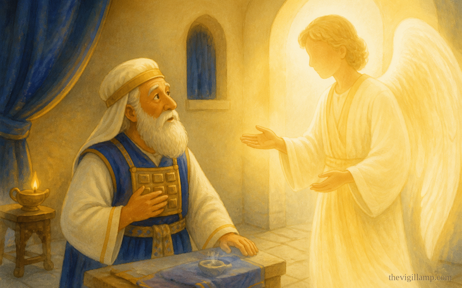 Gabriel speaking the promise: a son, and his name John. Luke's words only. No extra speech invented