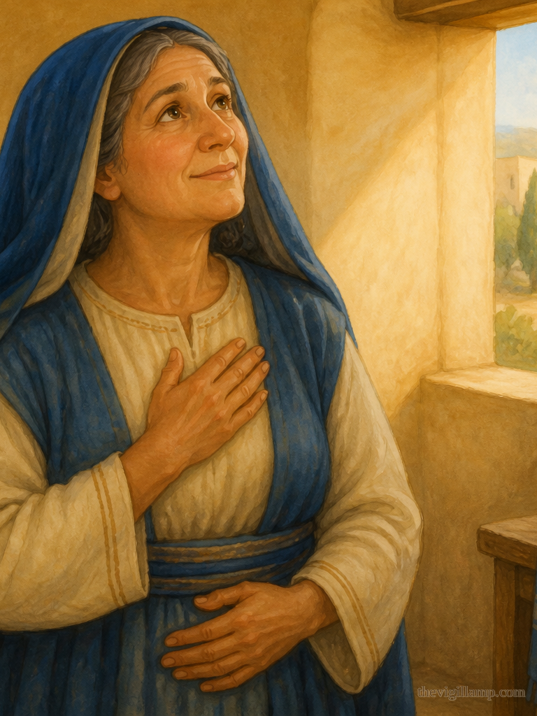 Elizabeth, the barren one, given a child; the promise begun. No extra action invented. No later scenes