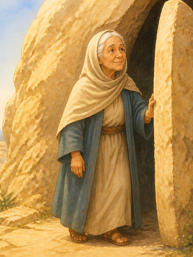 Thekla in Seleucia, an old woman who has preached many years; the rock opening to hide her. No extra speech invented. No later scenes