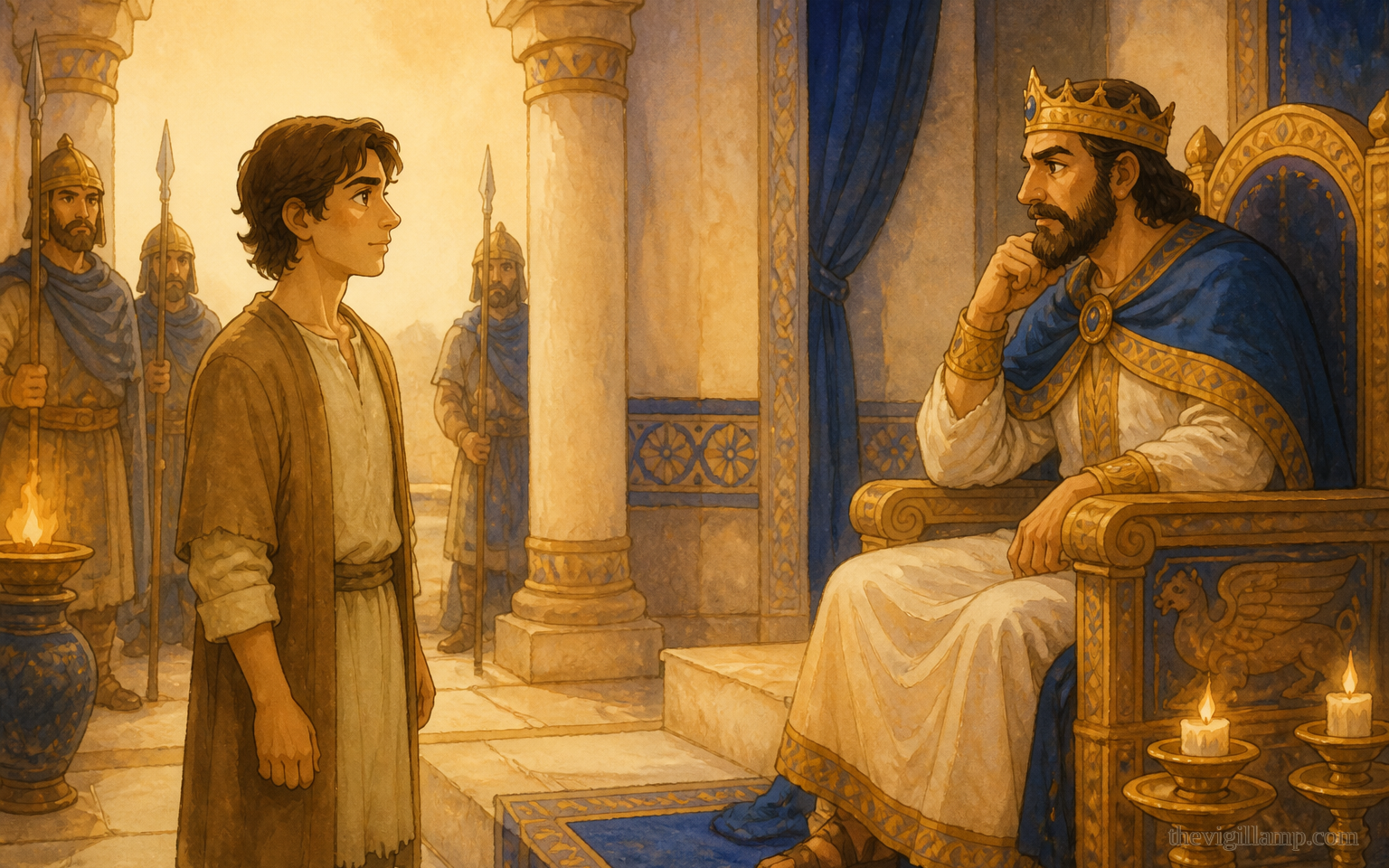 Gregory of the Parthian Arsakid house, son of Anak; raised in Cappadocia as a Christian; widower; father of Orthanes and Arostanes; he serves Tiridates and will not hide the Name. No extra speech invented