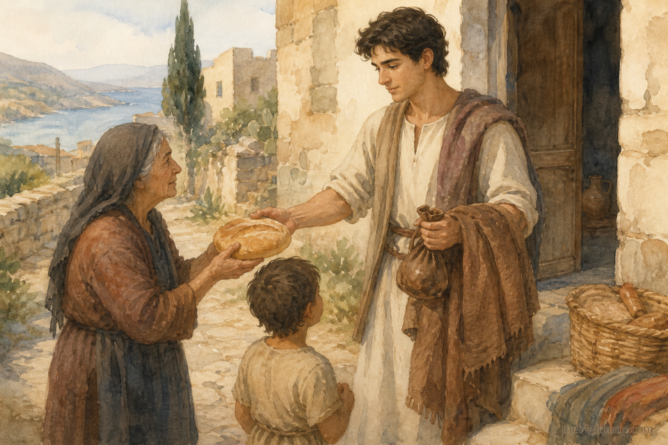 Eumenius in his youth, giving all his substance to the poor. No extra speech invented