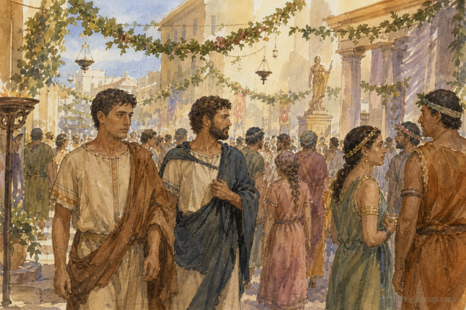 Trophimus and Sabbatius coming into Antioch at the pagan festival, and they will not worship the idols. No extra speech invented