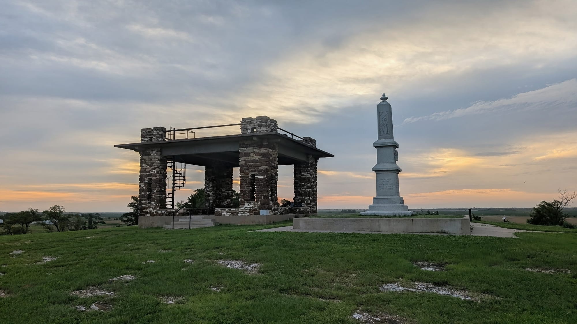 Sunrise at Pawnee Rock, a sandstone bluff above the old Santa Fe Trail, on the American Discovery Trail in Kansas