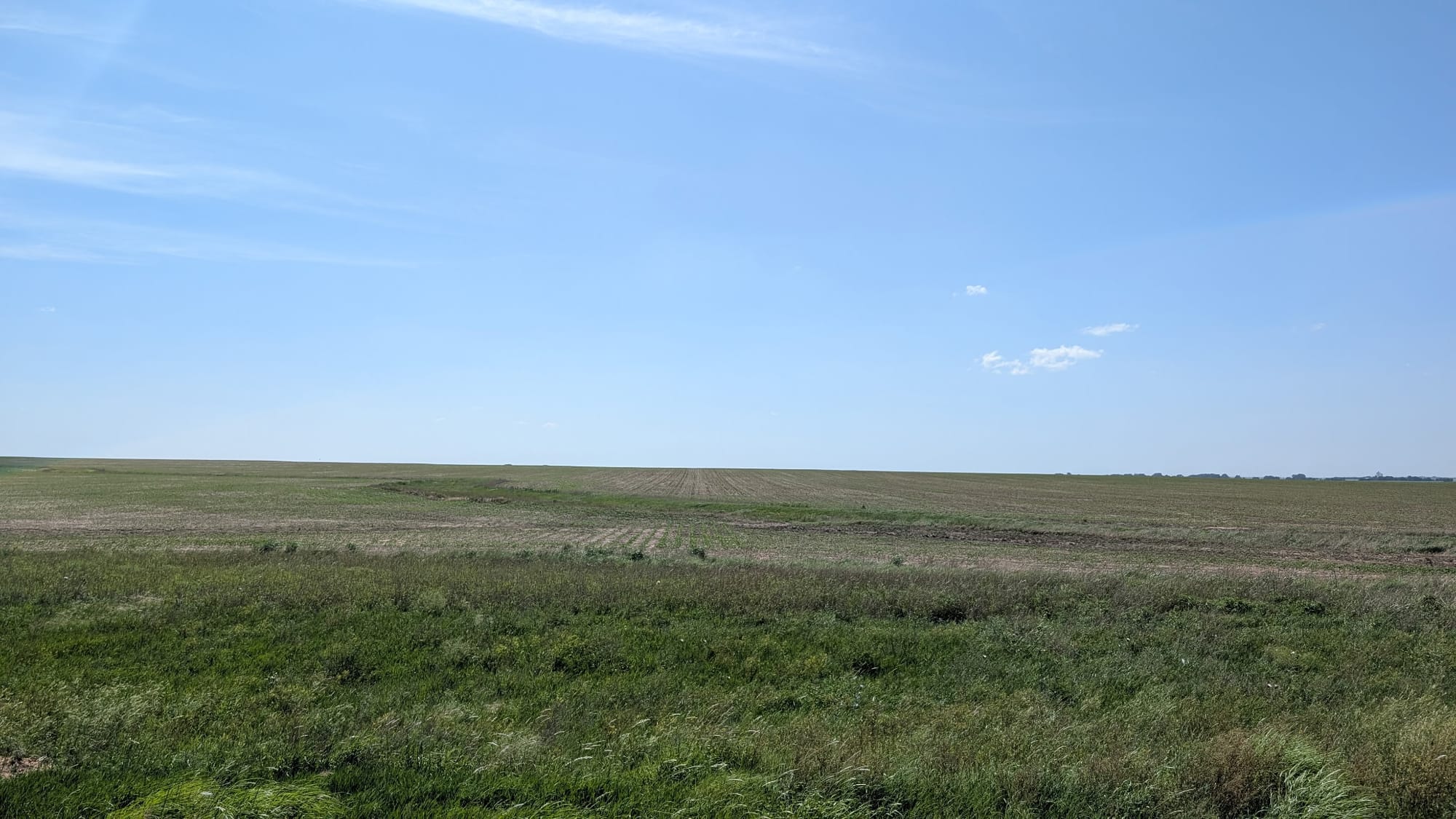 Santa Fe Trail wagon wheel ruts in the prairie near Fort Larned, on the American Discovery Trail in Kansas