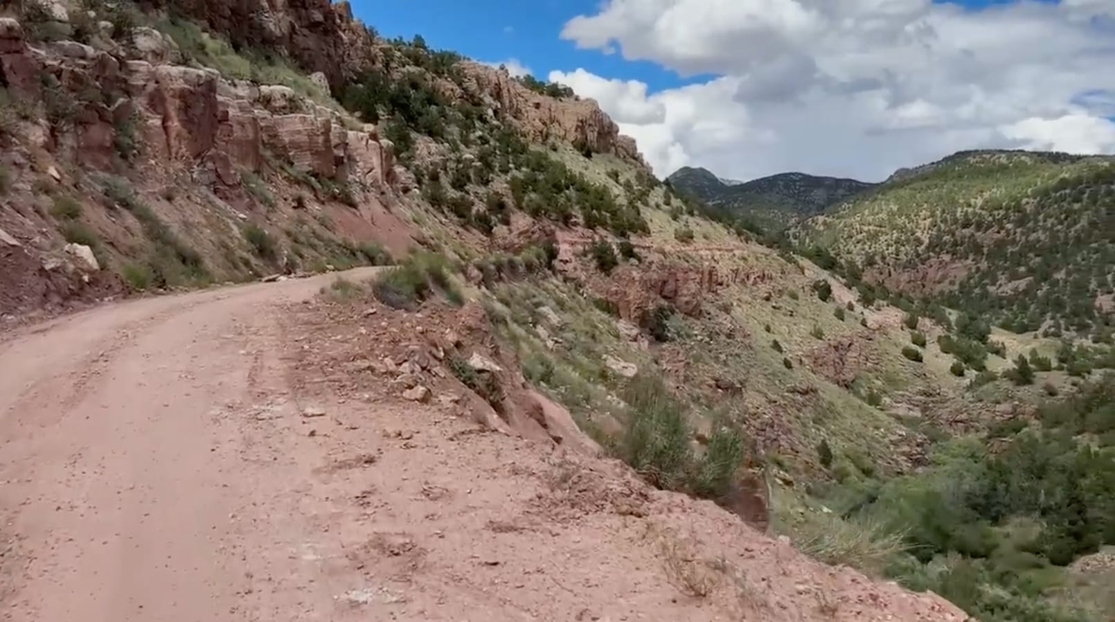 The Shelf Road, a single-lane gravel road cut into the canyon wall between Cripple Creek and Canon City, Colorado