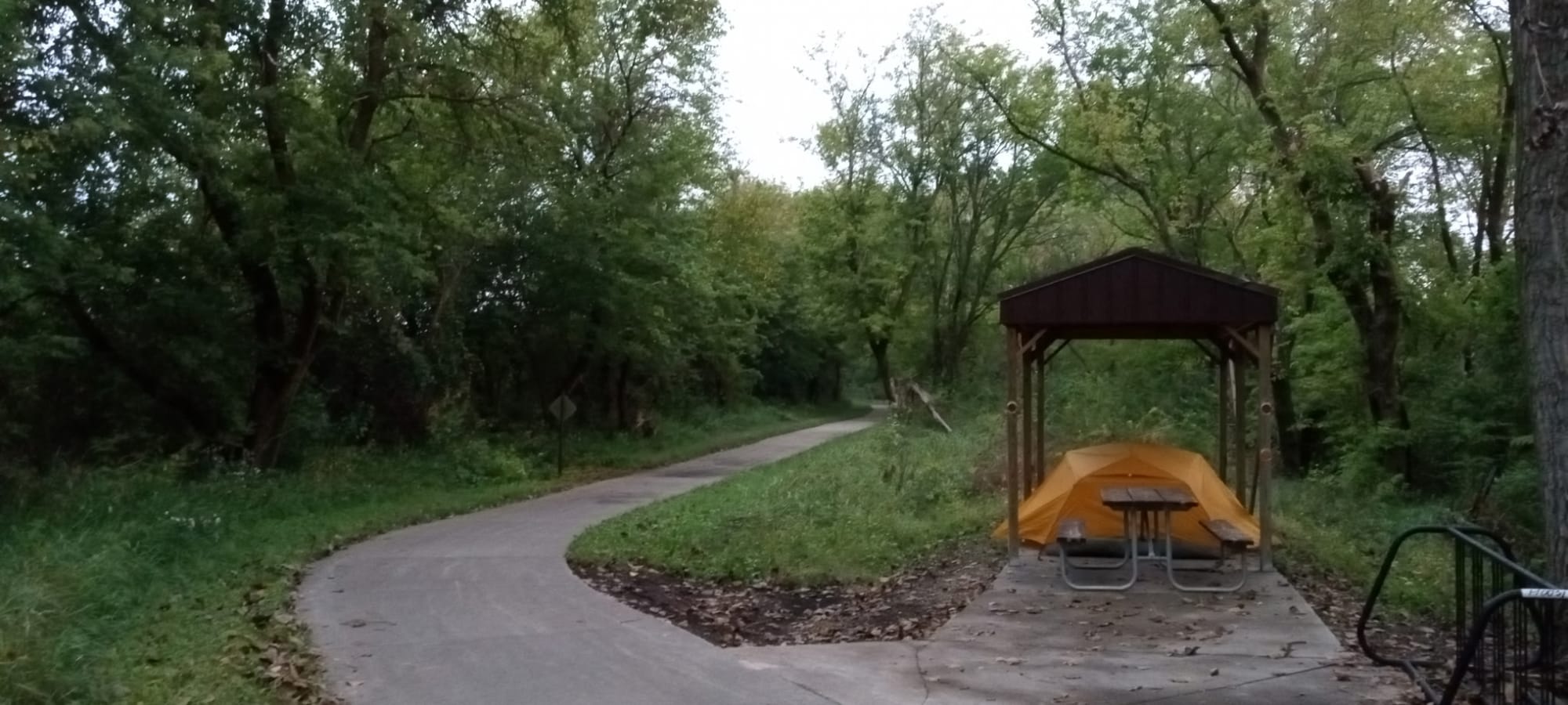 Trailside shelterhouse on the Raccoon River Valley Trail, on the American Discovery Trail in Iowa
