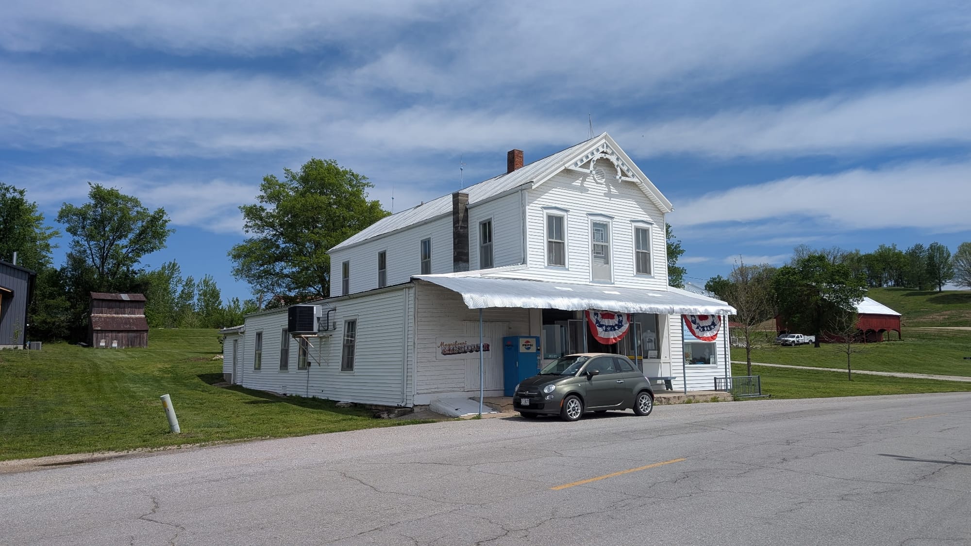 The Peers Store, a historic general store beside the Katy Trail at Peers, Missouri, on the American Discovery Trail