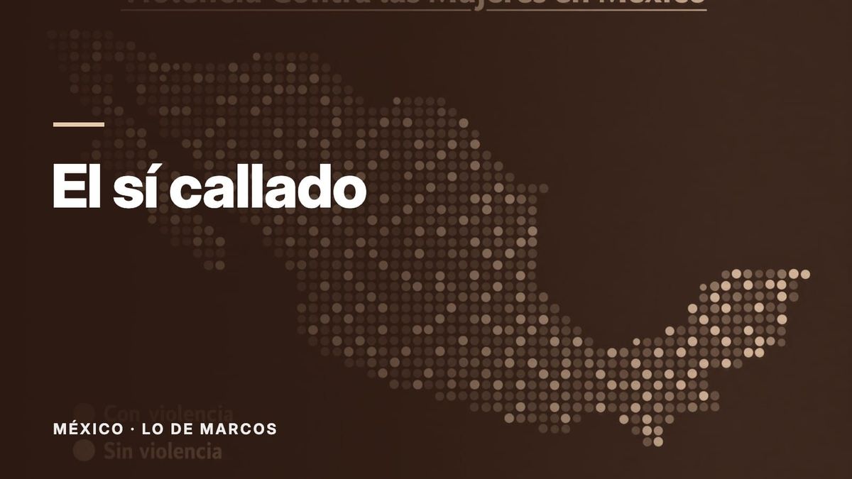 Un mapa de México dibujado con puntos rojos y blancos sobre un fondo azul oscuro. Texto: «El sí callado», México: Lo de Marcos.