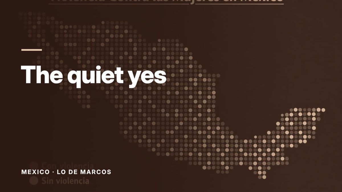 A map of Mexico drawn in red and white dots on a dark blue background. Text: “The quiet yes”, Mexico: Lo de Marcos.