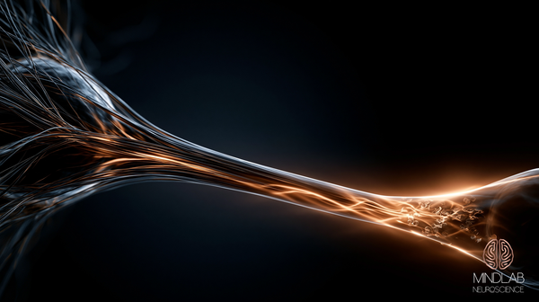 A single neuron firing, with copper light concentrated at the synapse — the moment the brain physically rewires itself.