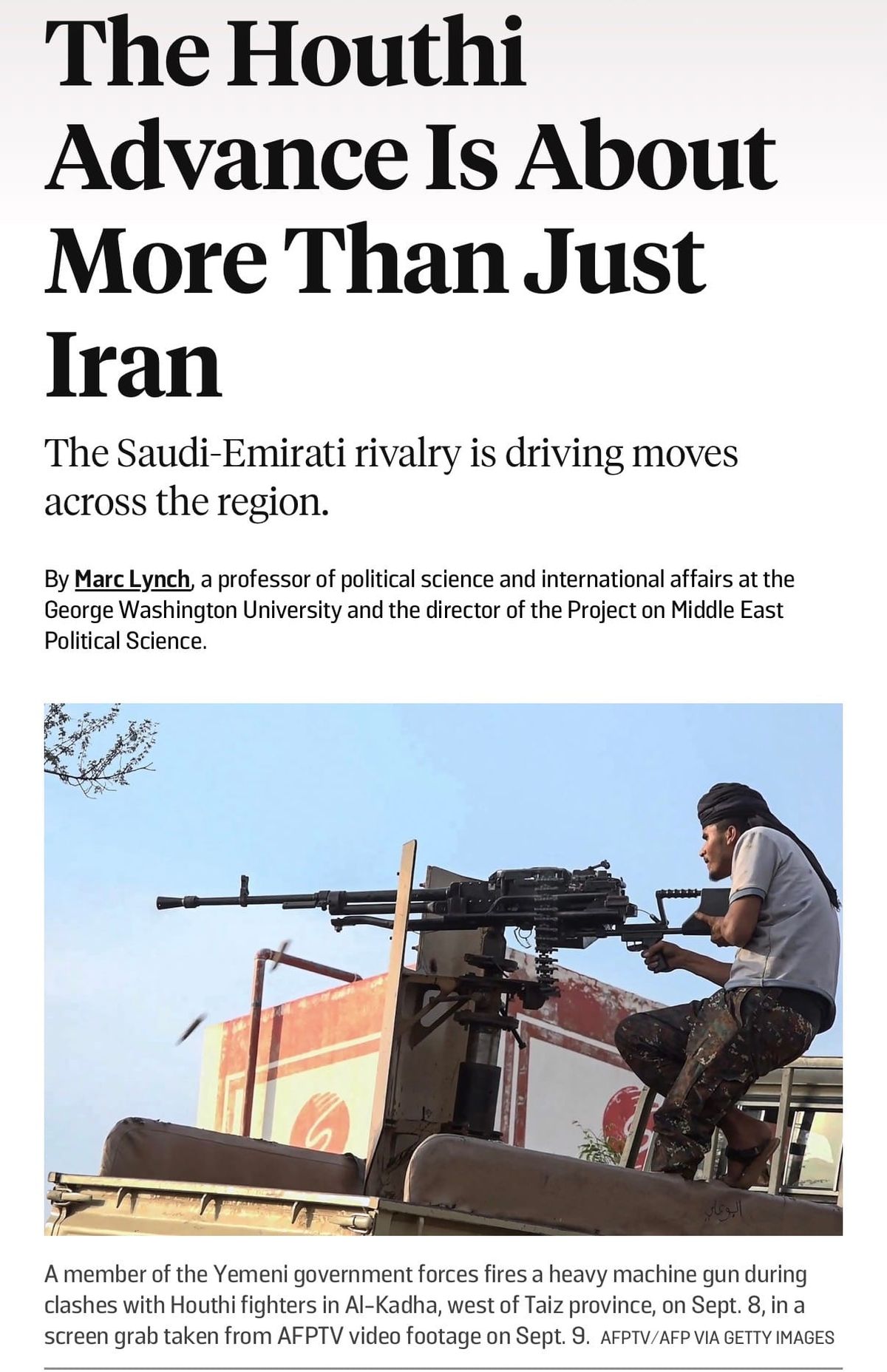 Yemen and the transregional Saudi-UAE conflict